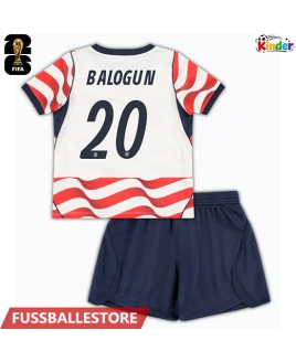Günstige Vereinigte Staaten Folarin Balogun #20 Heimtrikotsatz Kinder WM 2026 Kurzarm (+ Kurze Hosen)